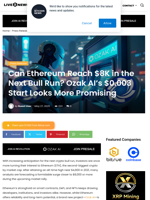 Can Ethereum Reach $8K in the Next Bull Run? Ozak AI’s $0.003 Start Looks More Promising | Live Bitcoin News