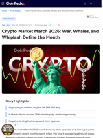Crypto Market March 2026: War, Whales, and Whiplash Define the Month