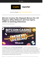 Bitcoin Casino No Deposit Bonus for US Players: Why Wild.io’s 20 Free Spins Offer Is Gaining Attention