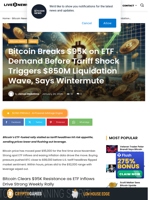 Bitcoin Breaks $95K on ETF Demand Before Tariff Shock Triggers $850M Liquidation Wave, Says Wintermute | Live Bitcoin News