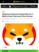  Shibarium network faces $2.3 million hack, halting operations for recovery plan.