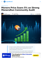 Monero Price Soars 5% on Strong MoneroRun Community Audit