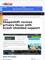 Shapeshift revives privacy focus with Zcash shielded support - The Crypto News Wire