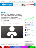 One Of The Biggest Satoshi-Era Bitcoin Investors Cashing Out $9 Billion Reignites Questions About OGs Losing Confidence ⋆ ZyCrypto