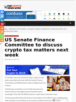 US Senate Finance Committee to discuss crypto tax matters next week - The Crypto News Wire