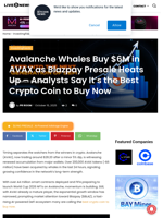 Avalanche Whales Buy $6M in AVAX as Blazpay Presale Heats Up - Analysts Say It’s the Best Crypto Coin to Buy Now | Live Bitcoin News