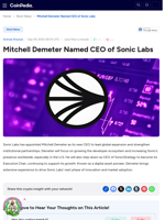 Mitchell Demeter Named CEO of Sonic Labs