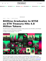 BitMine Graduates to NYSE as ETH Treasury Hits 4.8 Million Tokens - 