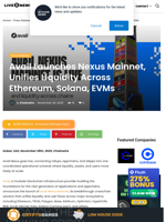 Avail Launches Nexus Mainnet, Unifies Liquidity Across Ethereum, Solana, EVMs | Live Bitcoin News