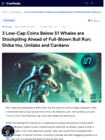 3 Low-Cap Coins Below $1 Whales are Stockpiling Ahead of Full-Blown Bull Run: Shiba Inu, Unilabs and Cardano