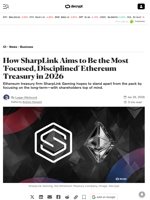 How SharpLink Aims to Be the Most 'Focused, Disciplined' Ethereum Treasury in 2026 - Decrypt