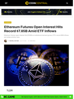 Ethereum Futures Open Interest Hits Record $7.85B Amid ETF Inflows - CoinCentral