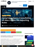 Hong Kong Opens Consultation on New Crypto Tax Reporting Rules | Live Bitcoin News