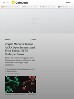Crypto Markets Today: Crypto Markets Today: AVAX Open Interest and Price Tanks, HYPE Underperforms