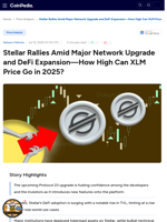 Stellar Rallies Amid Major Network Upgrade and DeFi Expansion- How High Can XLM Price Go in 2025?