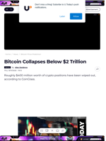 Bitcoin Collapses Below $2 Trillion - U.Today