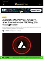Avalanche (AVAX) Price: Jumps 7% After Bitwise Updates ETF Filing With Staking Feature - CoinCentral