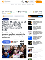 Bitcoin Shoots up as US Government Shuts Down, and Private Sector Employment Falls – Markets and Prices Bitcoin News