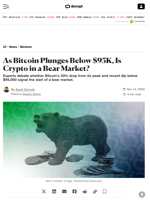 As Bitcoin Plunges Below $95K, Is Crypto in a Bear Market? - Decrypt