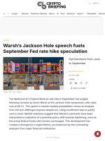 Warsh's Jackson Hole speech fuels September Fed rate hike speculation