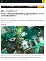 Crypto-Aligned PACs Pour $52M into Opposing Sherrod Brown in Ohio