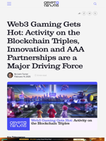 Web3 Gaming Gets Hot: Activity on the Blockchain Triples, Innovation and AAA Partnerships are a Major Driving Force – CryptoNinjas