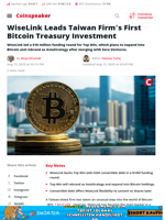 WiseLink Launches Taiwan’s First Bitcoin Treasury