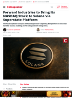 Forward Industries Brings NASDAQ Shares to Solana