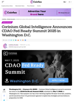 Corinium Global Intelligence Announces CDAO Fed Ready Summit 2025 in Washington D.C. - Coinfea