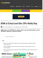 BONK at Critical Level After 28% Weekly Drop