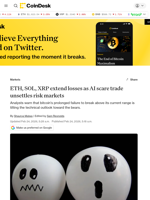 BTC, ETH, SOL, XRP extend losses as AI scare trade unsettles risk markets