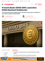 French Bank ODDO BHF Launches EURO-Backed Stablecoin - Coinspeaker