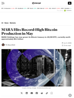 MARA Hits Record-High Bitcoin Production in May - Decrypt