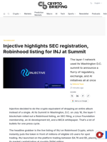 Injective highlights SEC registration, Robinhood listing for INJ at Summit