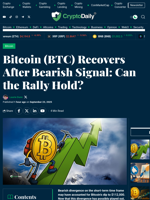 Bitcoin (BTC) Recovers After Bearish Signal: Can the Rally Hold? - Crypto Daily