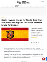 Spain reveals lineup for World Cup final as sports betting and fan token markets brace for impact