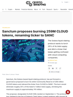 Sanctum proposes burning 259M CLOUD tokens, renaming ticker to SANC