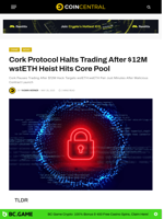 Cork Protocol Halts Trading After $12M wstETH Heist Hits Core Pool