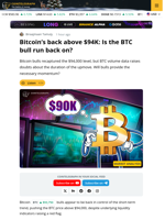 BTC Breaks $94K Ahead Of FOMC, But This Metric Lags Price