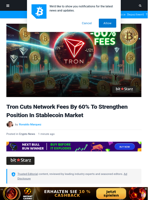 Tron Cuts Network Fees By 60% To Strengthen Position In Stablecoin Market | Bitcoinist.com