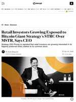 Retail Investors Growing Exposed to Bitcoin Giant Strategy’s STRC Over MSTR, Says CEO - Decrypt