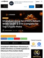 Unstaked Aims for 2700% Return While DOGE & ETH Compete for Top Crypto Picks | Live Bitcoin News