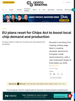 EU plans reset for Chips Act to boost local chip demand and production