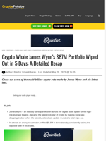 Crypto Whale James Wynn's $87M Portfolio Wiped Out in 5 Days: A Detailed Recap