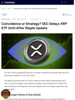Coincidence or Strategy? SEC Delays XRP ETF Until After Ripple Update