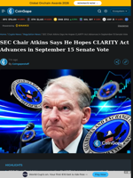 SEC Chair Atkins Says He Hopes CLARITY Act Advances in September 15 Senate Vote