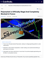 Polymarket is Officially Illegal And Completely Blocked in France