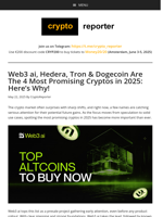 Most Promising Cryptos in 2025: Web3 ai, Hedera, Tron & Dogecoin