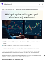 HBAR price gains amid crypto uptick: where’s the major resistance? - CoinJournal