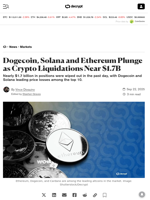 Dogecoin, Solana and Ethereum Plunge as Crypto Liquidations Near $1.7B - Decrypt